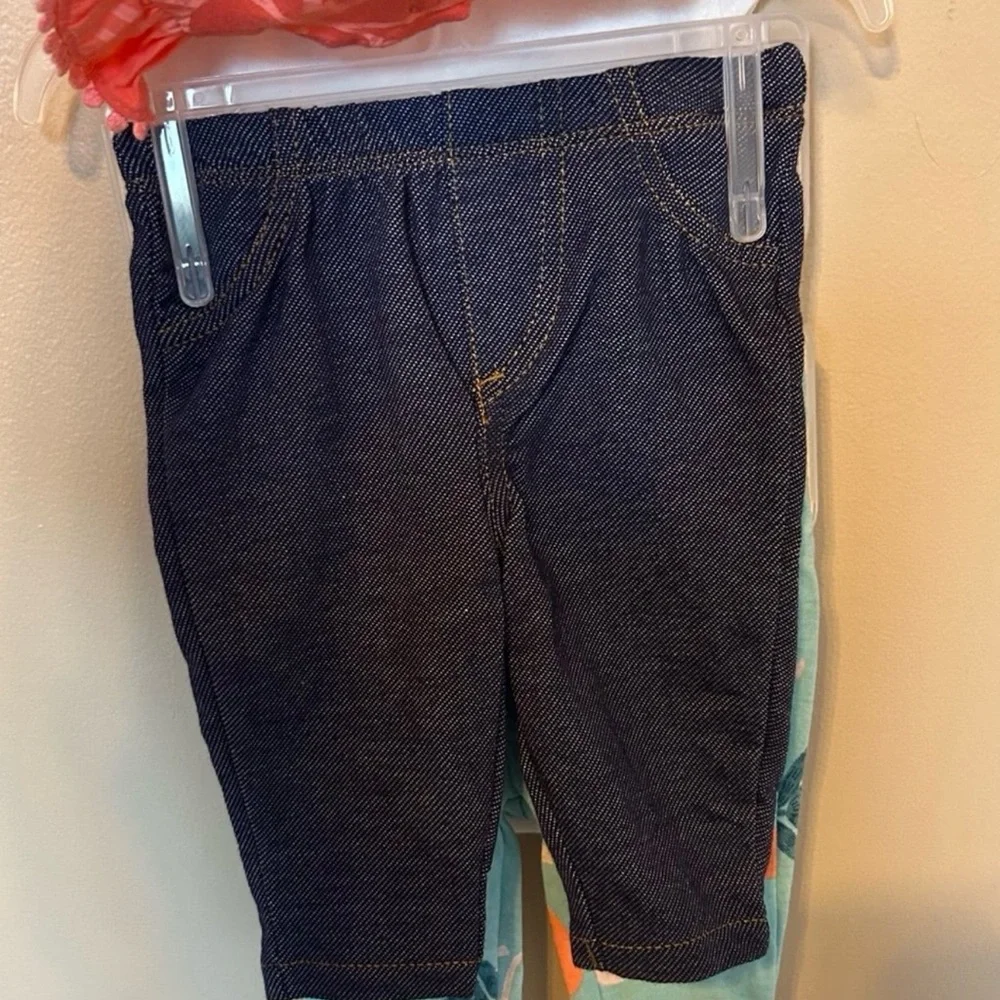Carter's White and Pink Bodysuit with Green Pants‎